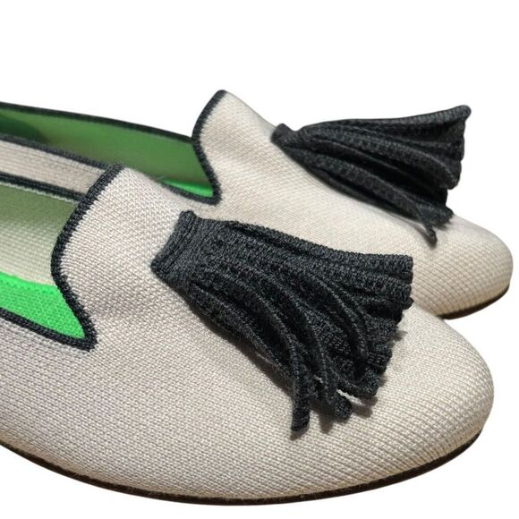 Rothy's Merino Tassel Slip On Loafers 8.5 Platinum White Gray Fringe Limited Ed - Picture 9 of 11